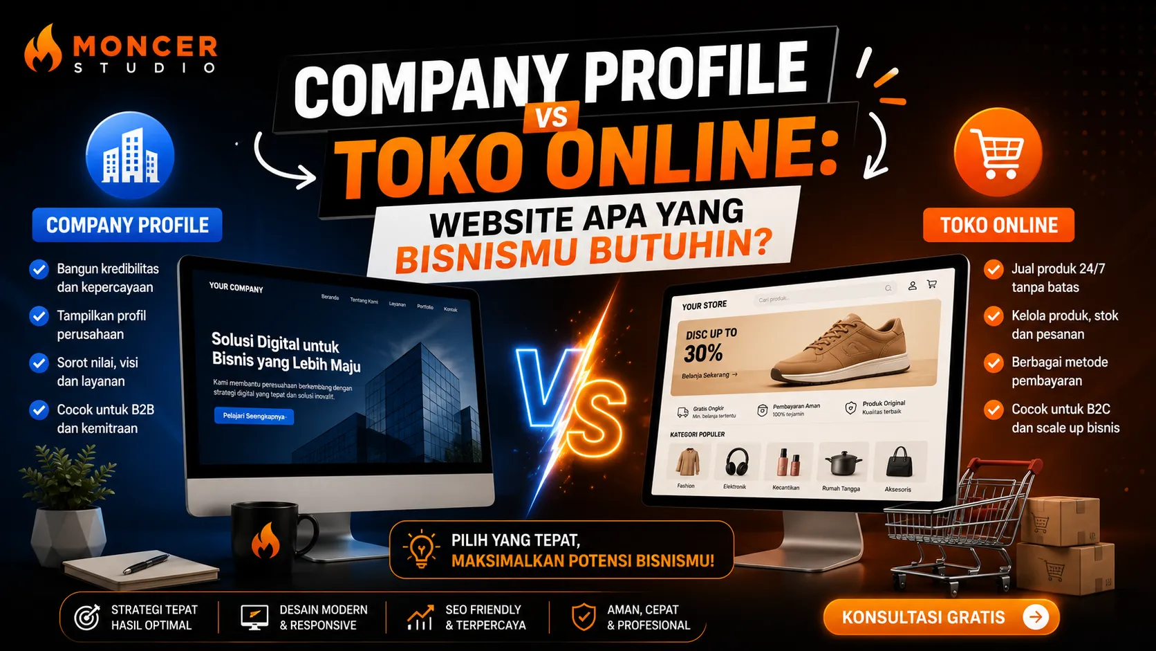company profile vs toko online